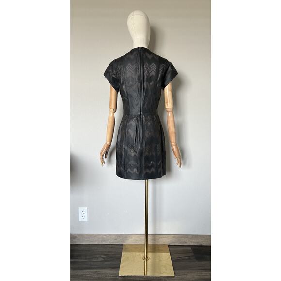Parker Size M Serena Perforated 100% Leather Mini Dress Dark Brown $550 - Picture 10 of 16